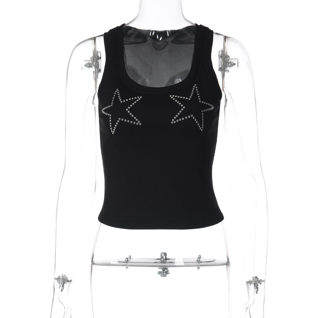 Damen Sportliches Tanktop mit Sternenapplikationen EB
