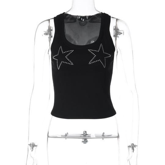 Damen Sportliches Tanktop mit Sternenapplikationen EB