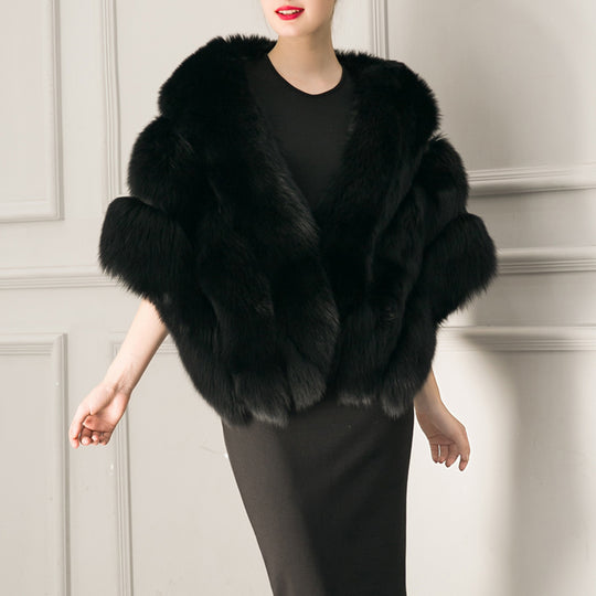 Damen luxuriöser Eleganter Kunstpelz-Cape EB