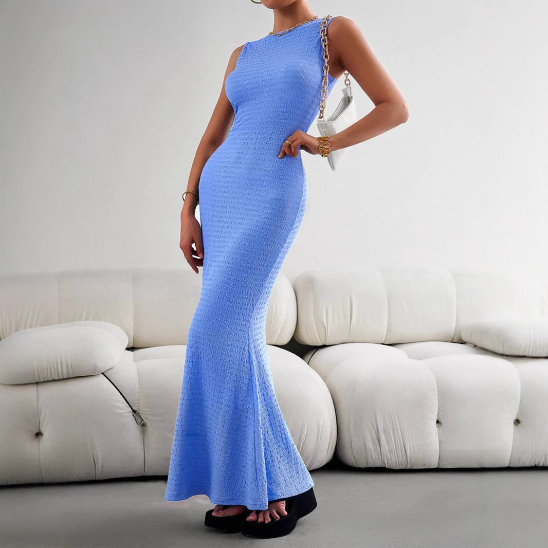 Damen figurbetontes Maxikleid mit elegantem Strukturdesign EB