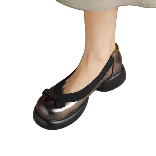 Damen Ballerinas mit komfortablem Absatz und modischer Schleifenverzierung EB