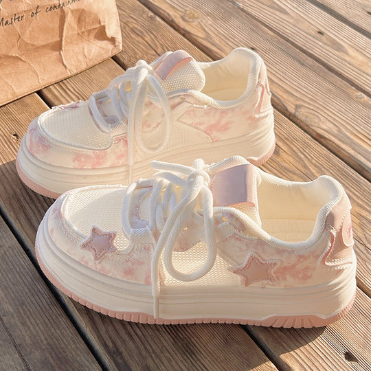 Damen Sportliche Plateau-Sneaker mit atmungsaktiver Mesh-Oberfläche und modischem Design EB