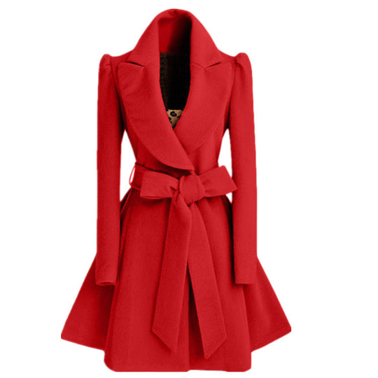 Damen modischer Trenchcoat mit tailliertem Schnitt und Gürtel EB