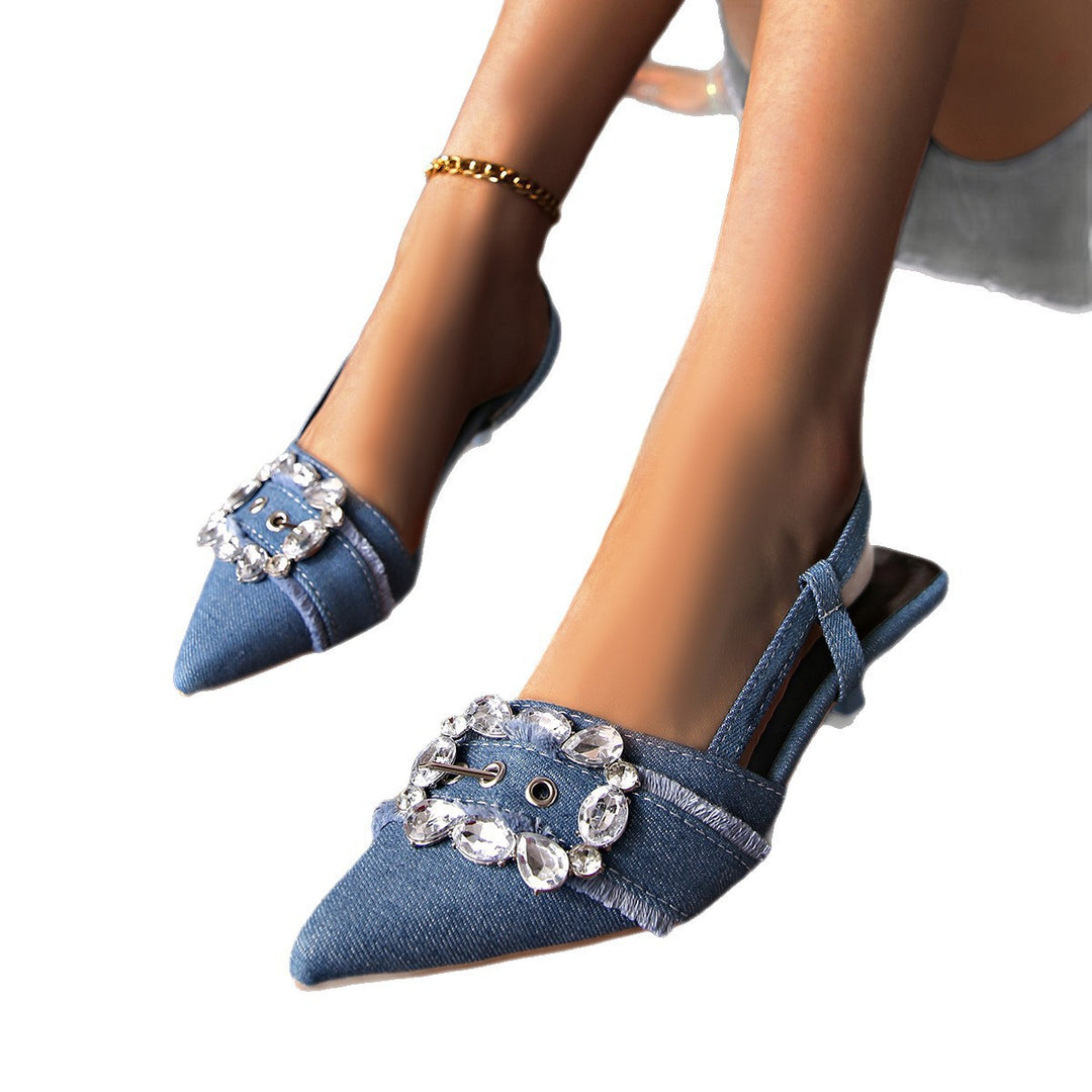 Damen Slingback-Pumps mit funkelnden Schmuckdetails EB