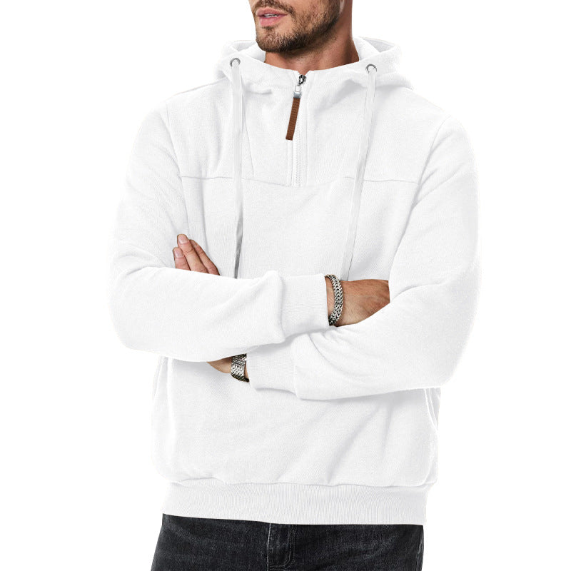 Herren nan Sweat-Halbzip mit strukturierter Innenseite, verstellbarer Kapuze und breitem Rippbund EB