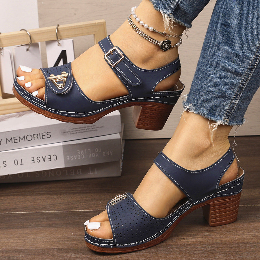 Damen Elegante und bequeme Sandalen mit Blockabsatz EB
