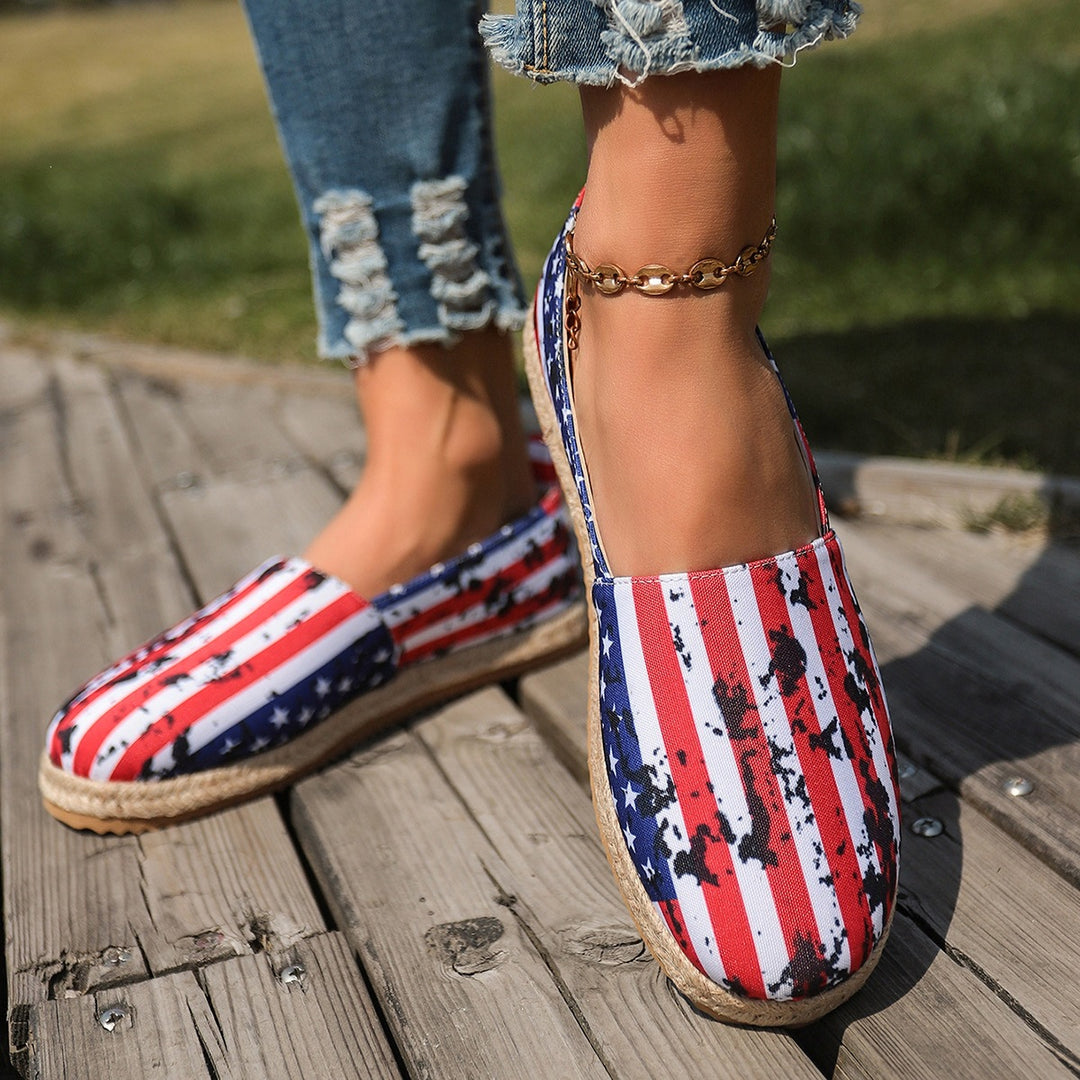 Damen Espadrilles mit modischem Flaggen-Design EB