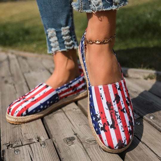 Damen Espadrilles mit modischem Flaggen-Design EB