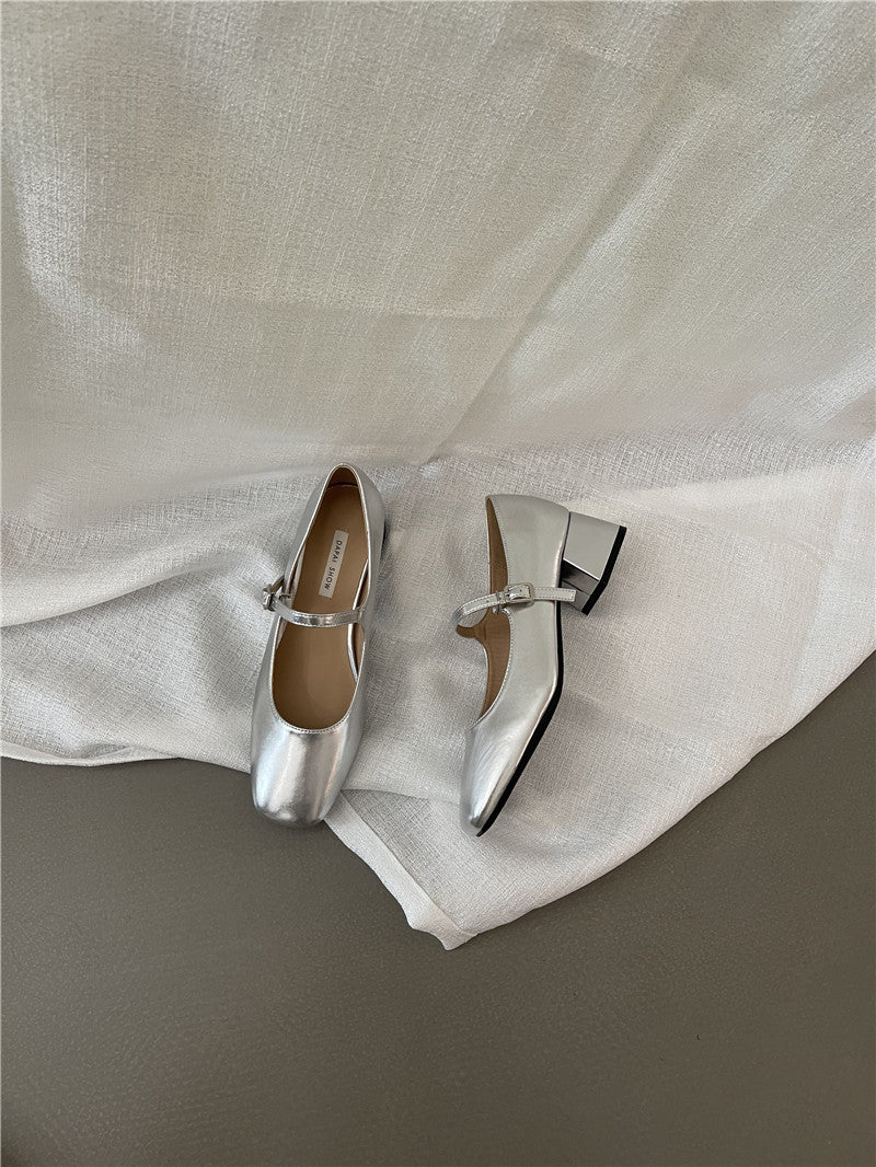 Damen Ballerinas mit glänzender Schnalle EB