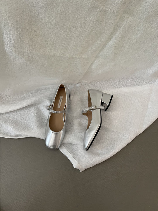Damen Ballerinas mit glänzender Schnalle EB