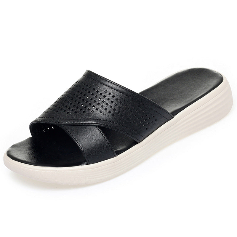 Damen Komfortable Slip-On Sandalen mit atmungsaktiven Netzdetails EB