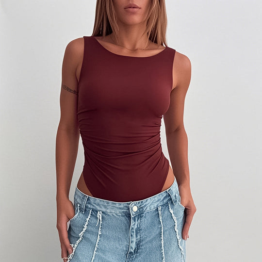 Damen figurbetontes Body mit gerafftem Design EB