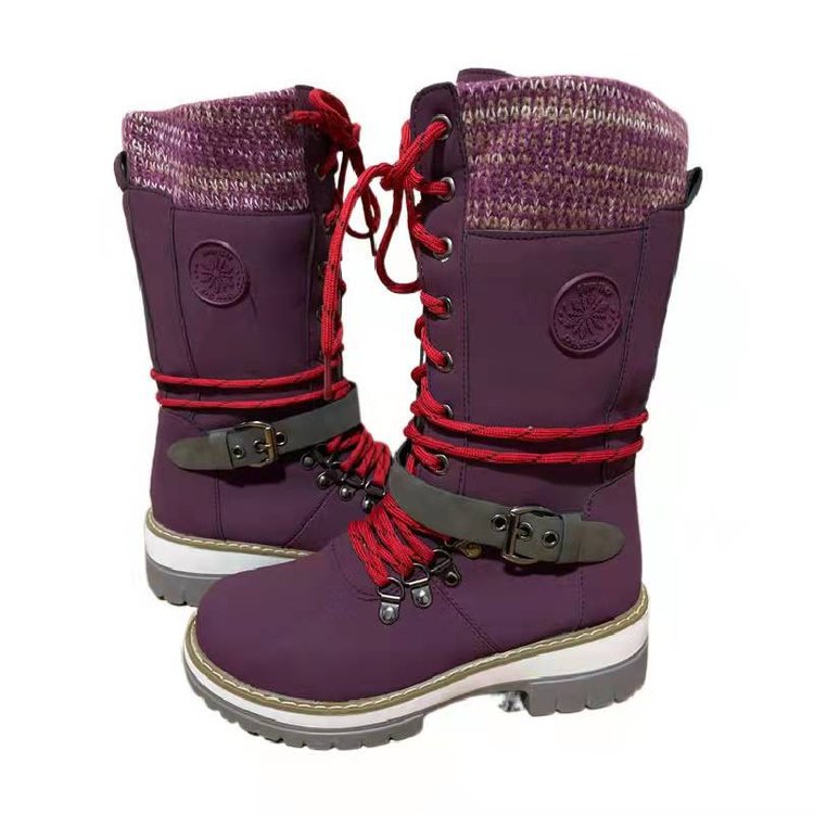 Damen robuste Winterstiefel mit hochschließendem Design und modischen Akzenten EB