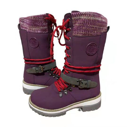 Damen robuste Winterstiefel mit hochschließendem Design und modischen Akzenten EB