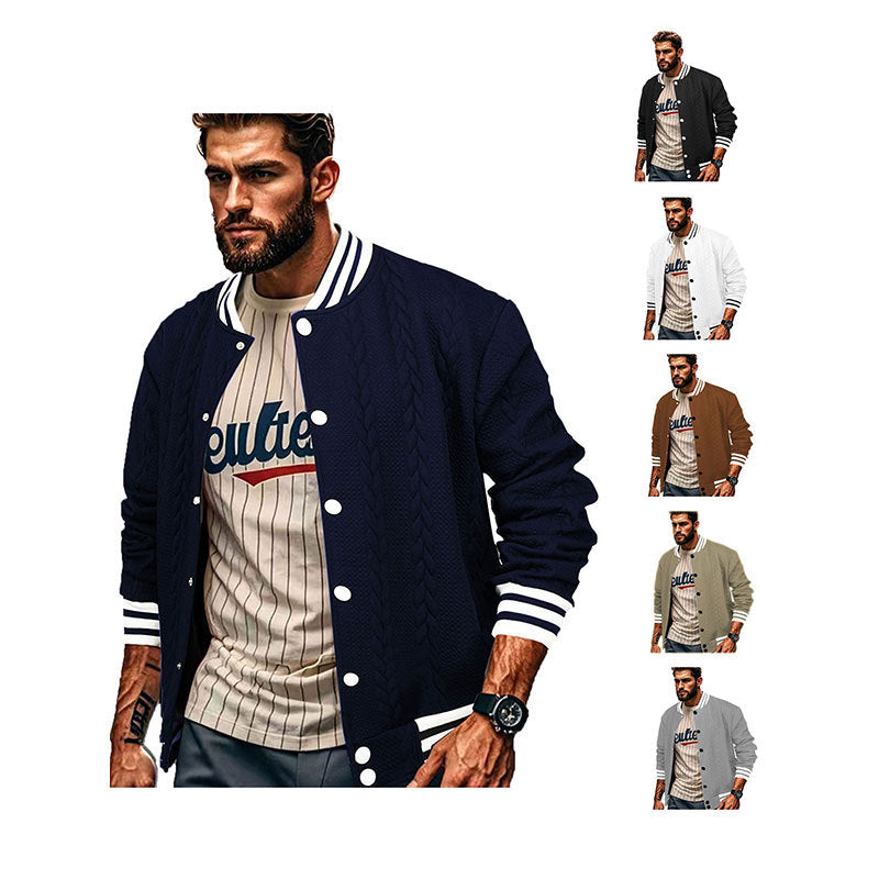 Herren Sportswear-Bomberjacke mit strukturiertem Design und Kontraststreifen EB