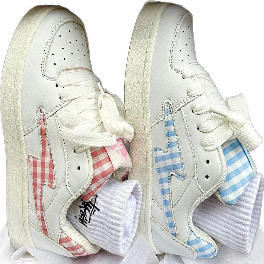 Damen Sneakers mit karierter Applikation und bequemer Dämpfung EB