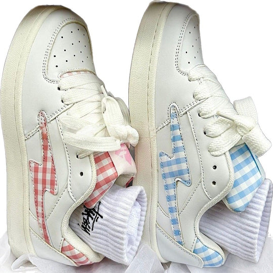 Damen Sneakers mit karierter Applikation und bequemer Dämpfung EB
