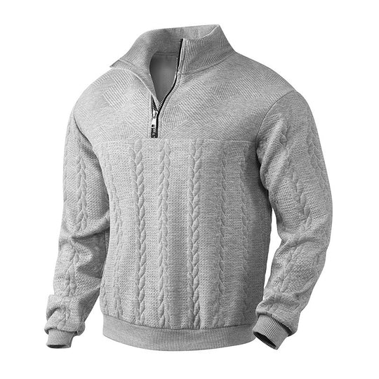 Herren modischer Strickpullover mit hochgeschlossenem Kragen und Reißverschluss EB