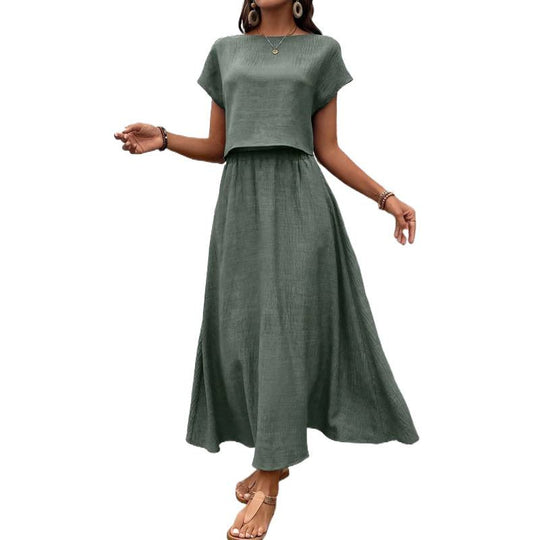 Damen Maxikleid mit tailliertem Oberteil und fließendem Rock EB