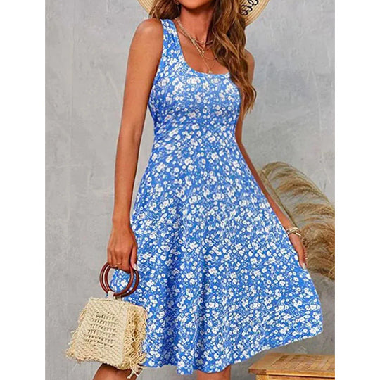 Damen Blumenmuster Sommerkleid EB