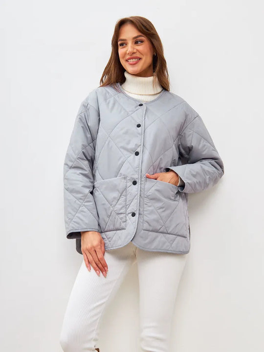 Damen gesteppte Freizeitjacke mit hoch geschlossenem Kragen und modischem Schnitt EB