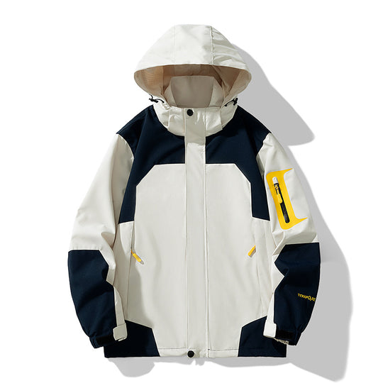Herren winddichte Softshell-Outdoorjacke mit verstellbarer Kapuze, verschließbarer Ärmeltasche und atmungsaktiver Membran EB