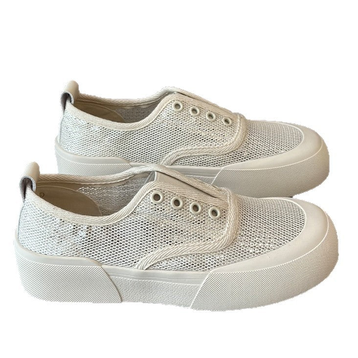 Damen Sportliche Sneakers mit atmungsaktivem Netzmaterial und modischem Plateau EB
