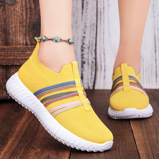 Damen Sportliche Slip-On Sneakers mit elastischem Obermaterial und rutschfester Sohle EB