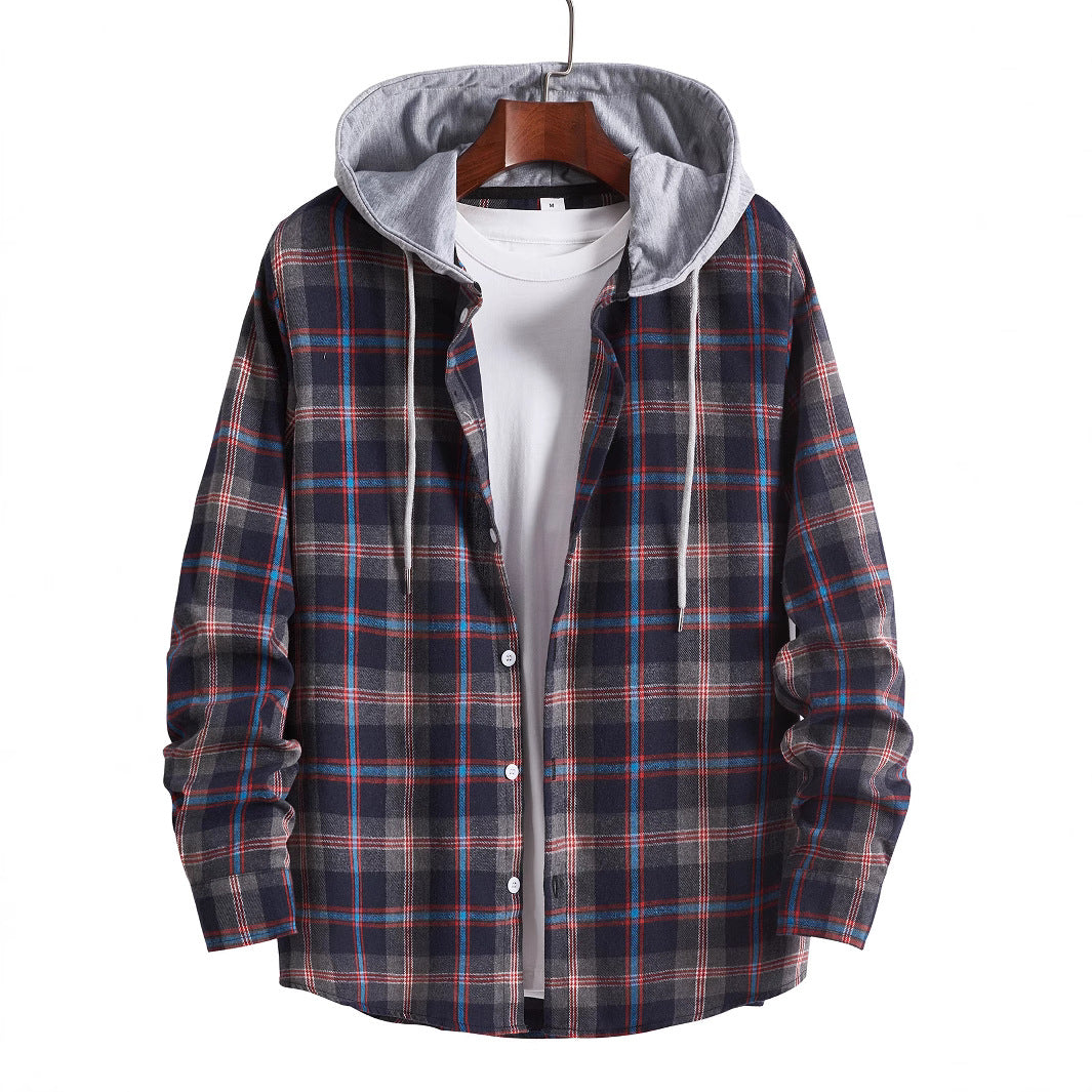 Herren Flanellhemd mit abnehmbarer Kapuze EB