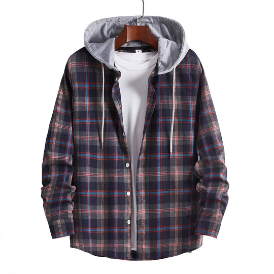 Herren Flanellhemd mit abnehmbarer Kapuze EB