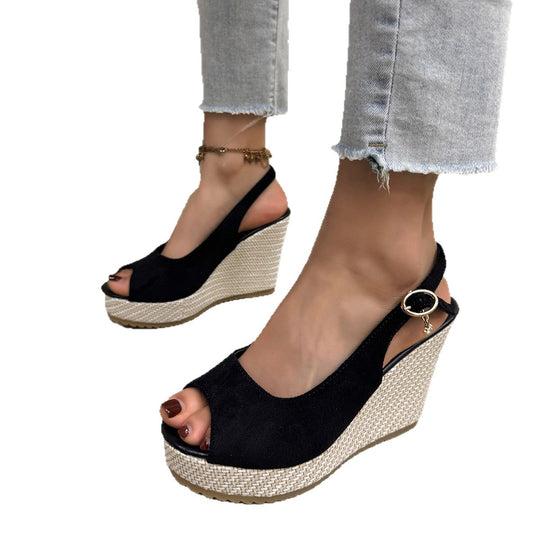 Damen Wedge-Sandalen mit modischem Perlen-Detail EB