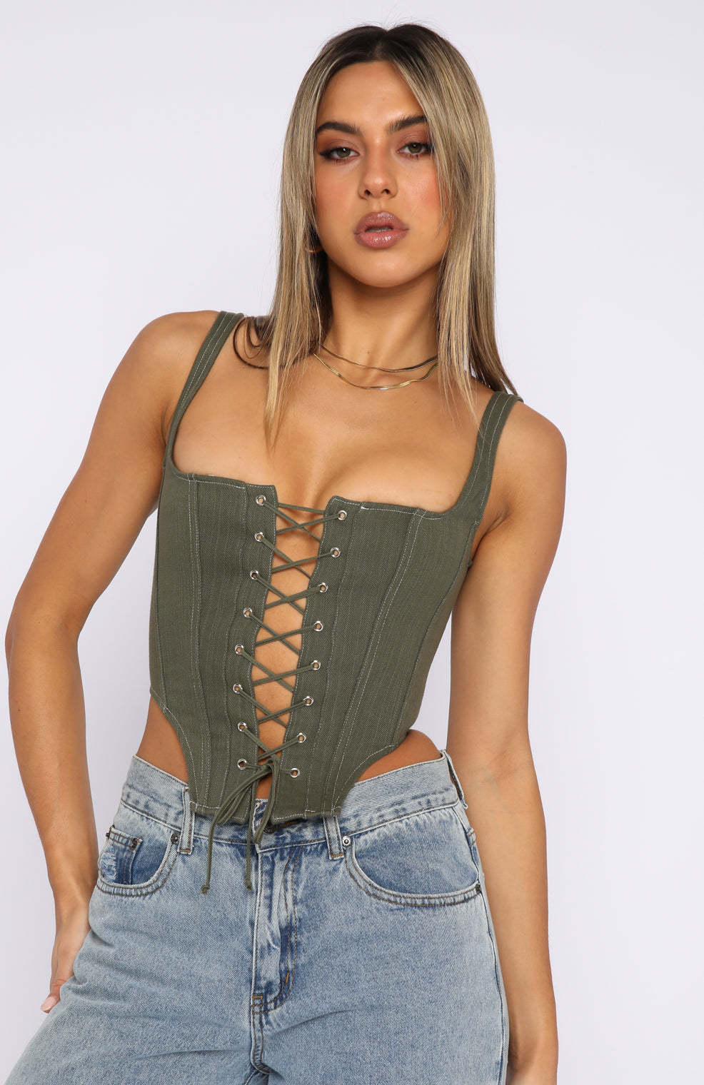 Damen Corsagenoberteil mit Schnürung und femininer Silhouette EB