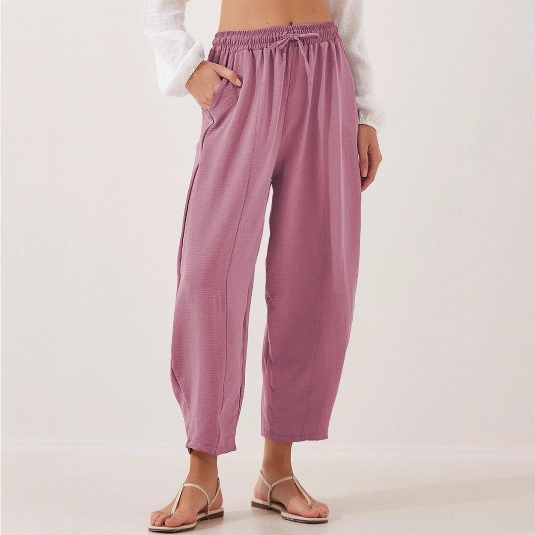 Damen lässige Freizeithose mit elastischem Bund und praktischen Seitentaschen EB