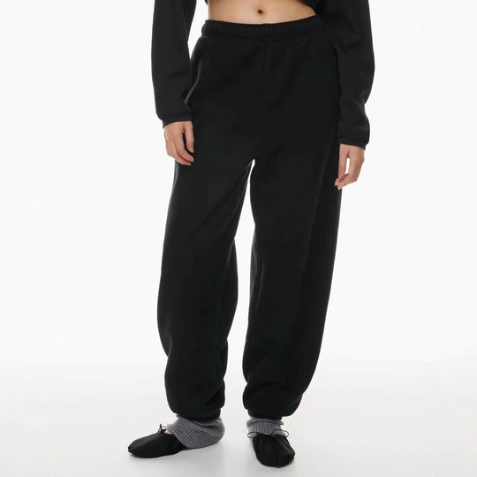 Damen nan gebürstete Relax-Jogginghose mit extra weitem Bein und elastischem Rippabschluss EB