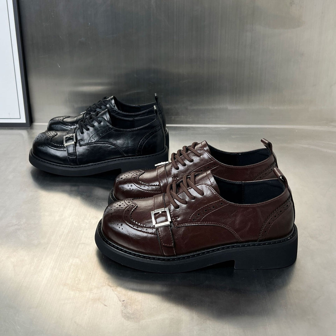 Damen Elegante Schnürschuhe mit modischen Schnallen und robuster Sohle EB