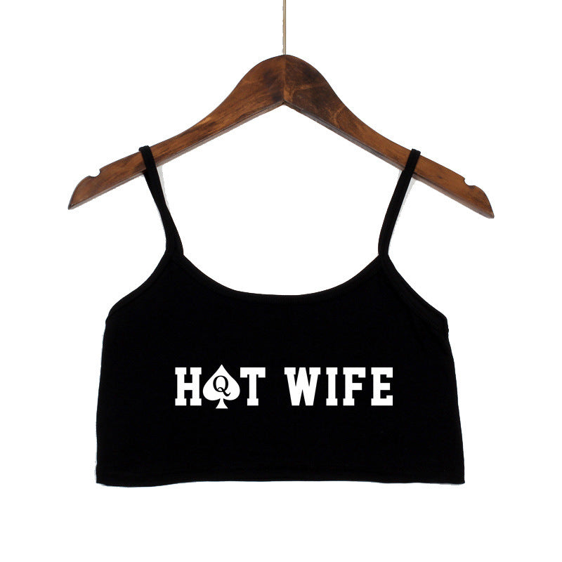 Damen Crop-Top mit modernen Schriftzügen und verstellbaren Trägern EB