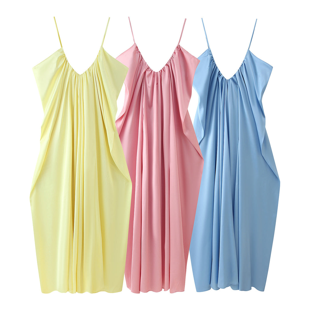 Damen Maxikleid mit legerem Schnitt und raffinierten Drapierungen EB
