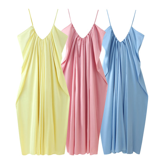 Damen Maxikleid mit legerem Schnitt und raffinierten Drapierungen EB