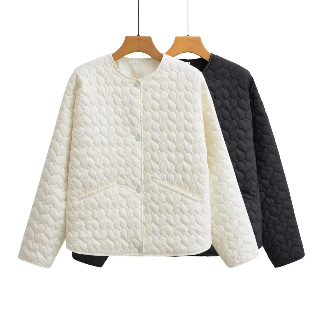 Damen gesteppte Übergangsjacke mit seitlichen Eingrifftaschen und modernem Design EB