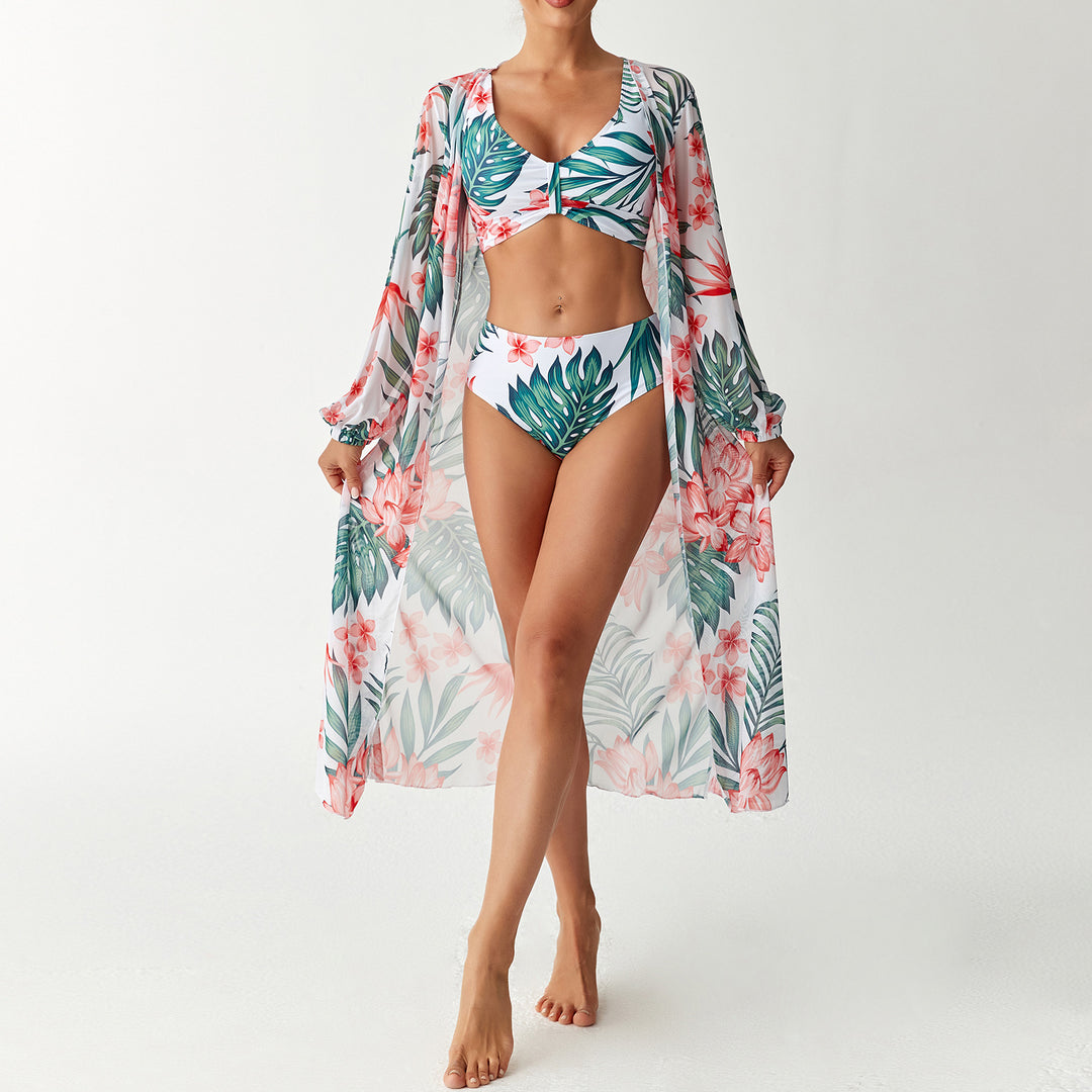 Damen Bikiniset mit transparentem Strandüberwurf EB