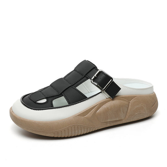 Damen modische Clogs mit verstellbarem Schnallenverschluss und luftiger Oberstruktur EB