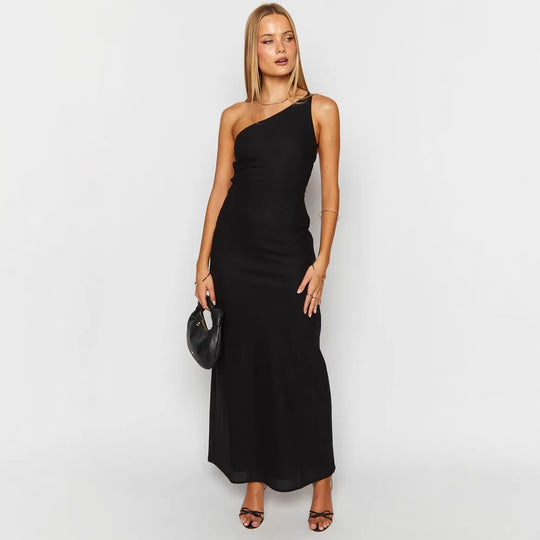 Damen Maxi-Kleid mit asymmetrischem Ausschnitt EB