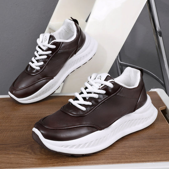 Damen Sportliche Leder Sneakers mit dämpfender Laufsohle und atmungsaktiver Konstruktion EB