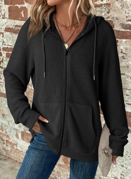 Damen Kapuzenjacke mit strukturierter Waffeloptik und praktischen Taschen EB