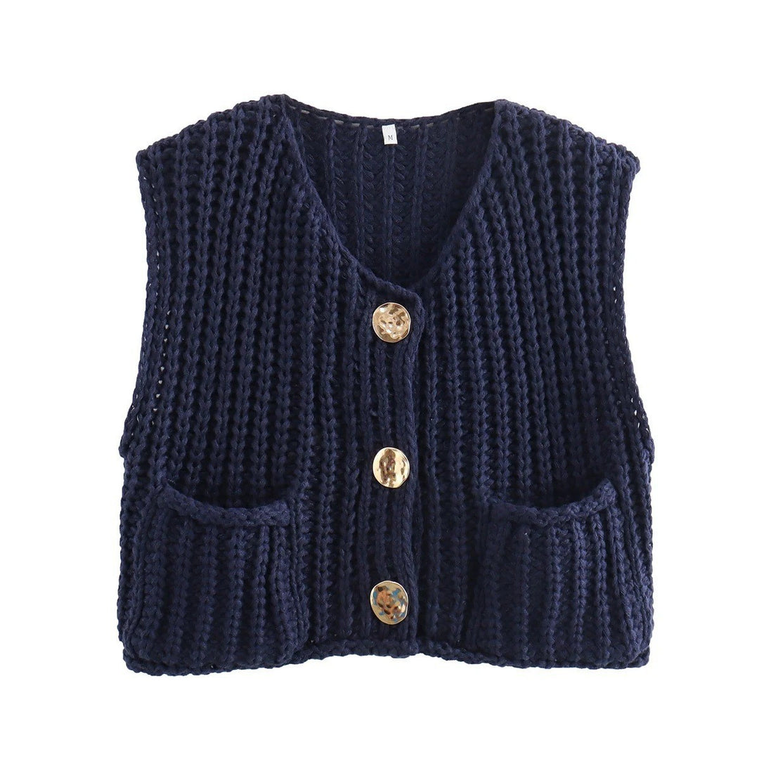 Damen Strickweste mit Knopfdetails und praktischen Taschen EB