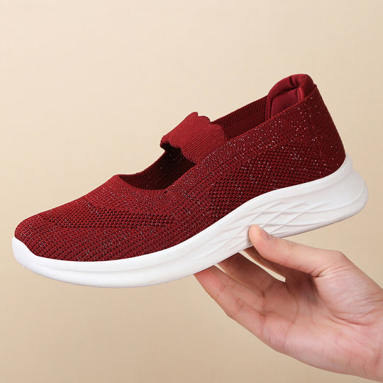 Damen bequeme Sneaker mit elastischen Riemen EB