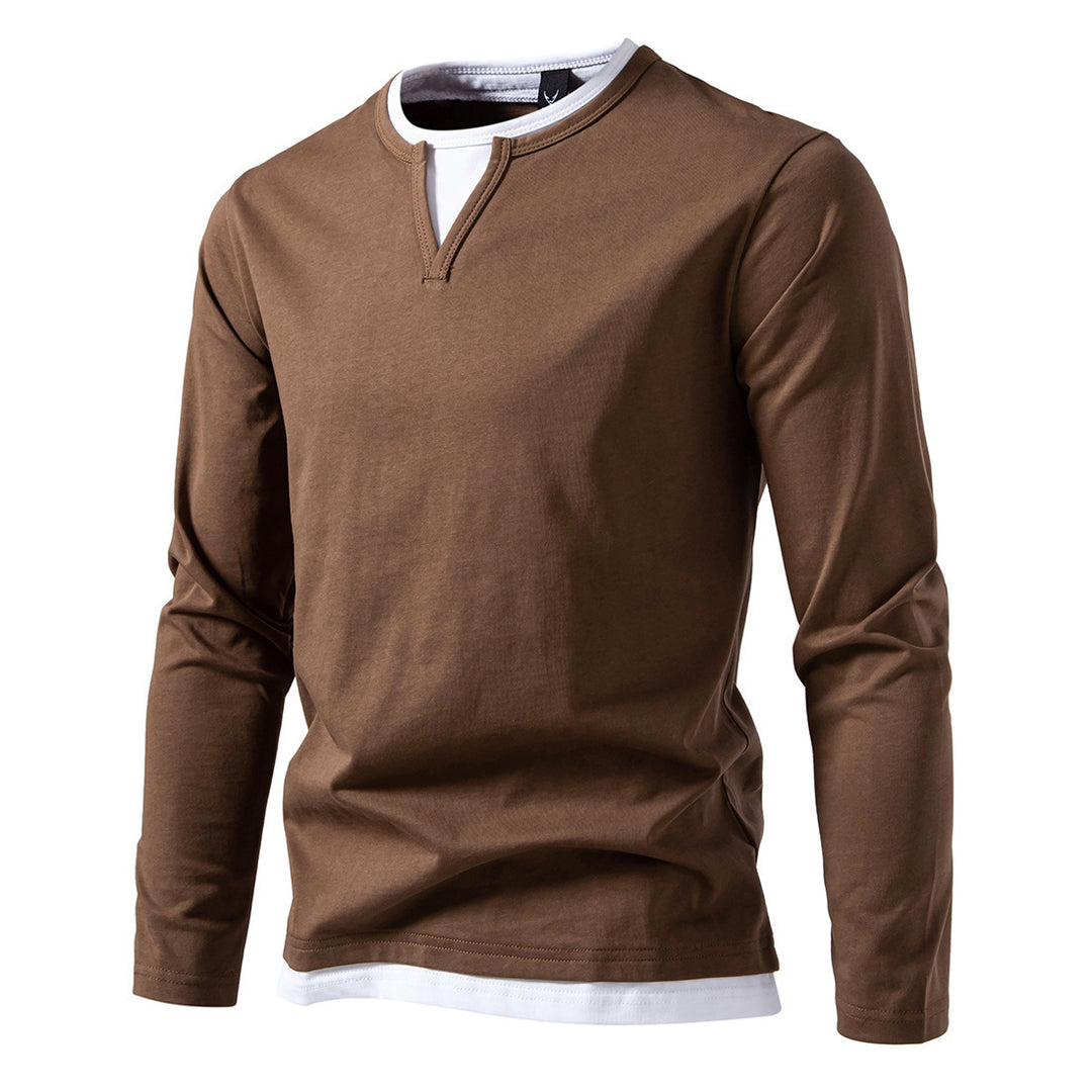 Herren Langarmshirt mit modernem V-Ausschnitt und coolen Layering-Details EB