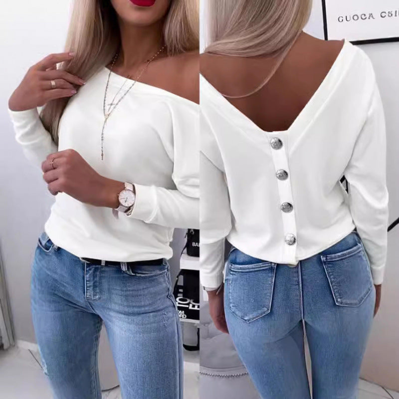 Damen Off-Shoulder Freizeit Pullover Top EB