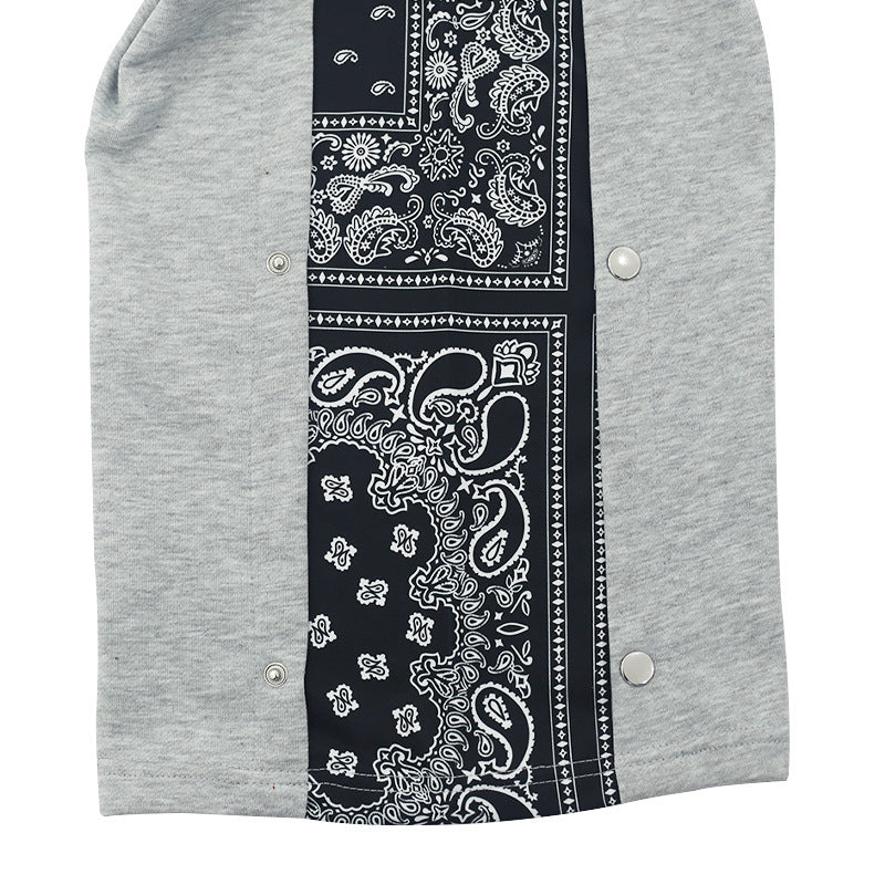 Herren Weite Sweatpants mit seitlicher Druckknopf‑Öffnung & Bandana‑Einsatz EB