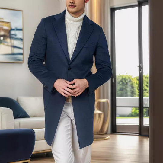 Herren eleganter Baumwolltrenchcoat mit edlen Taschen und modernem Schnitt EB